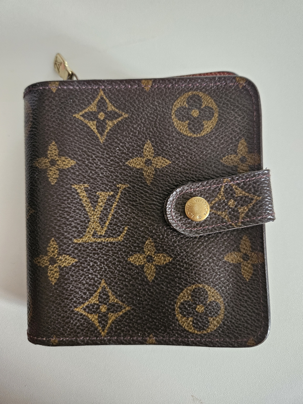 LV Monogram Compact Zip Wallet in Brown